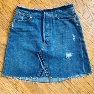 ZARA PREMIUM Distressed Denim Mini Skirt
